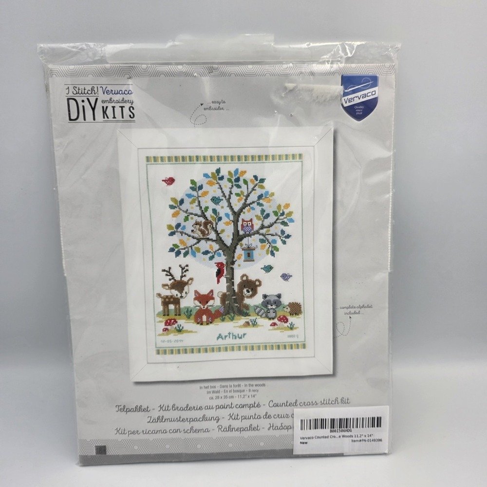 Vervaco In The Woods Counted CrossStitch DIY Kit 1 Stitch 11.2x14 Forest Animals